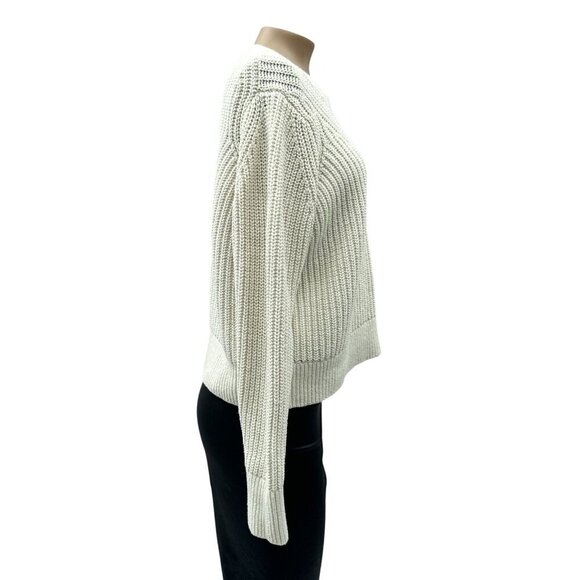 Banana Republic Chunky Knit Long Sleeve Sweater Boxy Pullover‎ Top White Women M - Picture 3 of 11